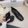 Mocasines planos de piel de oveja estilo retro para mujer, nueva colección otoño 2026, con cierre de velcro, zapatos casuales de suela blanda