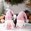 Decorações de Natal Boneca Rosa Sem Rosto de Natal Boneca em Pé com Lantejoulas Boneco Velho Rena Enfeites de Mesa