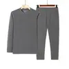 Conjunto térmico de dos caras para hombre, playera y pantalón térmicos gruesos, nuevo conjunto de ropa interior térmica de cuello medio para invierno