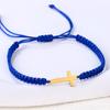 Pulsera tejida roja hecha a mano popular de Amazon para hombres y mujeres, pulsera de pareja con cruz de acero inoxidable transfronteriza europea y americana