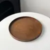 Bandeja de Chá Japonesa Bandeja de Frutas Bandeja Redonda de Madeira Doméstica Bandeja de Lanches Prato de Jantar Bandeja de Armazenamento para Copos Bandeja de Sobremesa Bolo