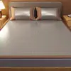 Esterilla de Ratán Doble Cara, Completamente Cubierta, Plegable, Reversible, Esterilla Refrigerante de Seda de Hielo, Juego de Tres Piezas, Lavable, Antideslizante, Esterilla Suave para Aire Acondicionado para el Verano