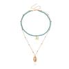 Collar con colgante de concha y cadena de cuello de turquesa doble para mujer, joyería transfronteriza europea y americana, collar con letra M de viento