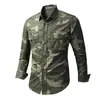 Camisa de Camuflaje de Manga Larga para Hombre de Algodón Puro, Chaqueta Casual para Exteriores de Primavera y Otoño para Jóvenes y Personas de Mediana Edad, Camisa de Camuflaje Estampada para Hombre