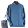 Suéter de punto de lana para hombre de otoño e invierno, cuello alto, suéter de lana casual de cuello semi-alto, suéter básico de cuello redondo para venta al por mayor