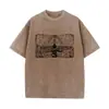 [Transfronteiriço 230g] Camiseta Masculina Lavada Anime Attack on Titan Hip-Hop Streetwear Estampa Gráfica