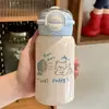 Nuevo Simple Ins Nicho Estudiante con Colgante Vaso de Plástico Niñas Alto Valor Dibujos Animados Niños Portátil Vaso de Agua