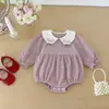Vestido de Pana para Bebé Niña Estilo Otoño Invierno Manga Larga para Niños Falda Bordado de Lazo Cuello de Muñeca Dulce Princesa