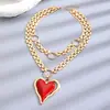 Collar Retro Personalizado de Aleación de Zinc Transfronterizo con Colgante de Corazón Grande Hueco Exagerado, Cadena Clavicular Artística Retro