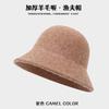 Sombrero estilo coreano otoño e invierno para mujer de alta gama cálido de lana sombrero de pescador versátil sombrero de cubo grueso invierno retro sombrero de lana