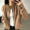 Enviado. Chaqueta de béisbol de gamuza, moda chic coreana de otoño e invierno, elegante abrigo de motociclista, top ins19429