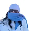 Bufanda nueva de fábrica de color sólido azul neblina para mujer, invierno, esponjosa para el cabello, gruesa, para estudiantes, blanca, para estudiantes, bufanda cálida