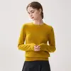 Camiseta básica de punto 100% cachemira pura para mujer, otoño e invierno, cálida, casual, versátil, cuello redondo, corte ajustado, suéter interior favorecedor