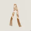 Bufanda de Seda con Cinta de Borlas para Mujer, Accesorio de Bufanda Larga, Decoración para Asa de Bolso, Pañuelo Pequeño de Seda Sarga Estilo Artístico Vintage