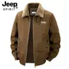 Chaqueta Gruesa con Forro de Polar Casual 2025 Otoño e Invierno Corte Holgado Estilo Nuevo para Hombre Cuello Solapa Abrigo Grueso #