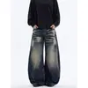 Calça jeans masculina wide leg, nova coleção outono 2026, corte solto, efeito emagrecedor, comprimento total, estilo americano, versátil, moderna, perna reta, calça estilosa