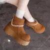 Botas de Nieve Gruesas para Mujer que Aumentan la Altura 2026 Otoño/Invierno Nuevas Botas Cortas con Puño de Gamuza Cremallera Botas Martin Versátiles para Mujeres Bajitas