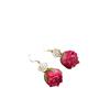 Gancho para Oreja con Flor Real Original Flor de Bosque Hecho a Mano Pendiente de Gota de Rosa Vintage Elegante Pendientes de Borla Versátiles