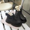 Botas Infantis 2026 Outono e Inverno Novo Estilo Botas Curtas para Meninas Estilo Britânico Moda para Meninas Botas Individuais Botas de Couro para Meninos com Solado Macio