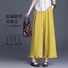 Pantalones Anchos Patchwork con Volantes de Algodón y Lino para Mujer, Tallas Grandes, Nuevos Pantalones Cortos de Verano Más Vendidos, Pantalones Casuales Versátiles a la Moda