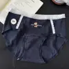 6188 Estilo Universitario Gris y Azul Conejito Lindo Ropa Interior para Mujer Algodón Jacquard Hilo de Color Clase A Algodón Puro Entrepierna Extendido Pantalón Largo 10A