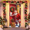 Decoração de Porta Janela de Natal Tecido de Fundo Laço Sino Tema Boneco de Neve Fundo para Fotos Fonte de Fábrica Transfronteiriça