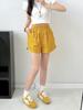 Shorts Únicos con Dobladillo Dividido para Mujer, Verano Delgados Sueltos de Línea A Cintura Elástica Versátiles Casual Adelgazantes Tres Cuartos Pierna Ancha Pantalones Cortos