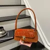 Bolso de Hombro para Mujer 2025 Nuevo Tendencia Estilo Coreano Francés Color Sólido Patchwork Patrón de Cocodrilo Moda Elegante Debajo del Brazo