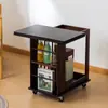 Mesa de Esquina Multifuncional Giratoria, Gabinete Lateral para Uso Doméstico, Mesa de Comedor Plegable Simple con Ruedas, Mesa Lateral Cuadrada Móvil para Almacenamiento en Sala de Estar