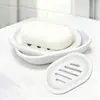 Simple Jabonera Doble Capa Estilo Japonés para Uso Doméstico con Drenaje, Diseño de Estante de Almacenamiento de Caja de Jabón para Organización de Lavabo de Baño