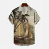 Camiseta Unisex Casual de Manga Corta Estilo Palmera Hawaiana Impresa en 3D Transfronteriza Nueva Directo del Fabricante
