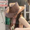 Chapéu jeans ocidental feminino chapéu de sol de verão chapéu de sol americano retro aba grande praia praia quente menina chapéu de sol viagem