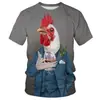 2024 comercio exterior transfronterizo verano nuevo gallo europeo y americano impresión digital 3D manga corta cuello redondo camiseta top para hombre
