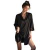 Pijama Camisa Estilo Namorado Sexy Xianyi para Mulheres, Verão Fino Seda de Gelo Manga Longa Cor Sólida Vestido de Noite Conjunto Loungewear 509