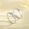 Anillos de Pareja Nudo Brillante, Diseño de Nicho de Lujo con un Toque de Alta Gama, Anillos de Pareja Lazo con Apertura Ajustable, Mayoreo