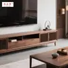 Mueble de TV estético estilo canción de madera de nogal negro norteamericano, mueble de suelo de pared para sala de estar, nuevo mueble de almacenamiento de madera maciza estilo chino, hecho a medida
