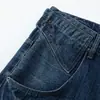 Pantalones vaqueros rectos de lavado estilo americano para calle principal, diseño casual holgado para hombre con bolsillos, estilo único de ropa de trabajo, estética punk