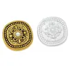 Botones Metálicos Repujados Cuadrados Incrustados con Diamantes Estilo Retro, Abrigo Suéter de Punto de Alta Gama Estilo Pequeño Fragante, Botones Decorativos Versátiles