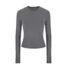 Camiseta base de manga larga negra para mujer, corte ajustado y adelgazante