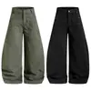 Pantalones cargo anchos desgastados lavados para hombre, nuevo estilo de otoño, pantalones casuales relajados simples de pierna ancha hasta el suelo para mujer