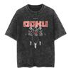 Playera Streetwear Anime Japonés Huo Sombra Dibujos Animados Vintage Lavado Negro Playera para Hombre Algodón Playera Hip-hop Holgada