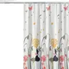 Cortina de Ducha Transfronteriza Patrón Floral de Diente de León Mariposa Impresión Digital Impermeable y Antimoho para Baño Inodoro Cortina Divisoria