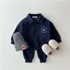 Roupa Infantil Coreana Outono e Inverno Masculina e Feminina Algodão Macio Forrado com Lã Gola Lapela Conjunto Esportivo Infantil Duas Peças