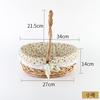 Cesta de Mão de Rattan, Cesta de Piquenique Tecida de Vime Feita à Mão, Cesta de Colheita de Frutas para Exterior, Decoração de Presente, Cesta de Flores para Lembrança