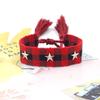 Pulseira de tecido trançado com rebite de estrela de cinco pontas em liga de prata para joias transfronteiriças, pulseira de pulso com franja de estrela de personalidade
