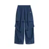 Pantalones Paracaidistas Retro Americanos de Nicho Rojo para Hombres y Mujeres, Estilo Perezoso Holgado con Cordón de Verano, Pantalones de Pierna Ancha Largos hasta el Suelo