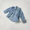 Camisas Jeans de Manga Longa para Meninos e Meninas Outono Calças Jeans Casuais com Bolsos de Aba para Crianças Camisas Casuais Jaquetas Cardigans Casuais
