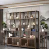 Vitrina de Madera Maciza Estilo Chino, Estante para Almacenamiento de Té, Adorno de Partición de Madera de Olmo, Vitrina y Almacenamiento para Sala de Té de Oficina