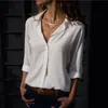 Camisa de Chifón de Manga Larga con Botones y Escote en V Profundo para Mujer de Ebay Amazon