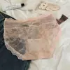 Bragas de Encaje Huecas para Mujer, Puro Deseo Sexy Algodón Satén Entrepierna Cintura Media